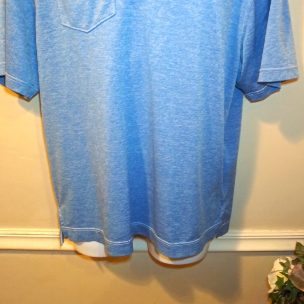 3/$18 FootJoy Light Blue & White Marled Moisture Wicking Pocketed Polo Shirt - Picture 3 of 8
